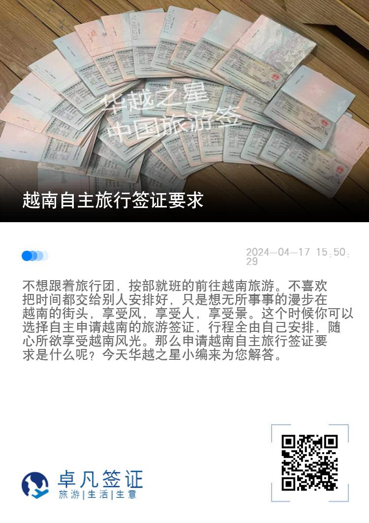 越南自主旅行簽證要求（越南旅游簽證要什么材料）