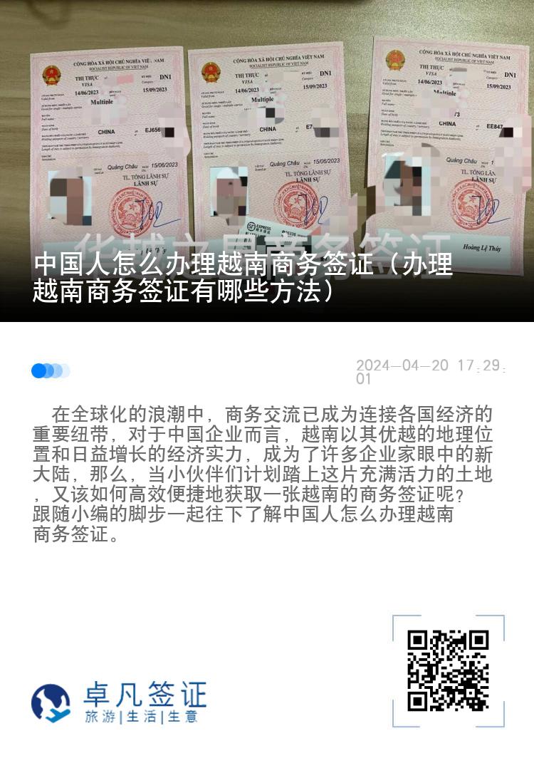 中國人怎么辦理越南商務(wù)簽證（辦理越南商務(wù)簽證有哪些方法）
