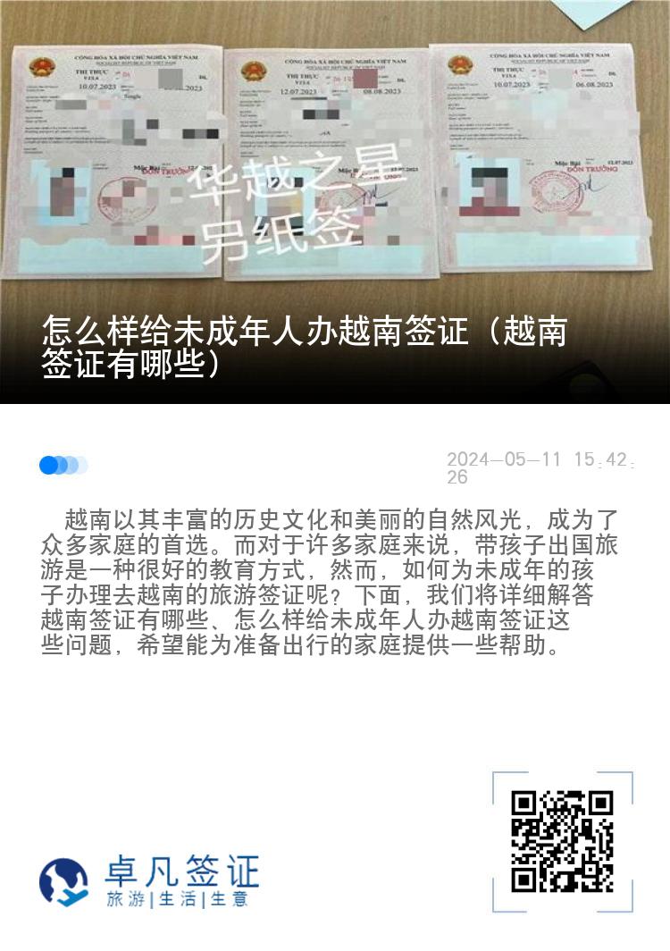 怎么樣給未成年人辦越南簽證（越南簽證有哪些）