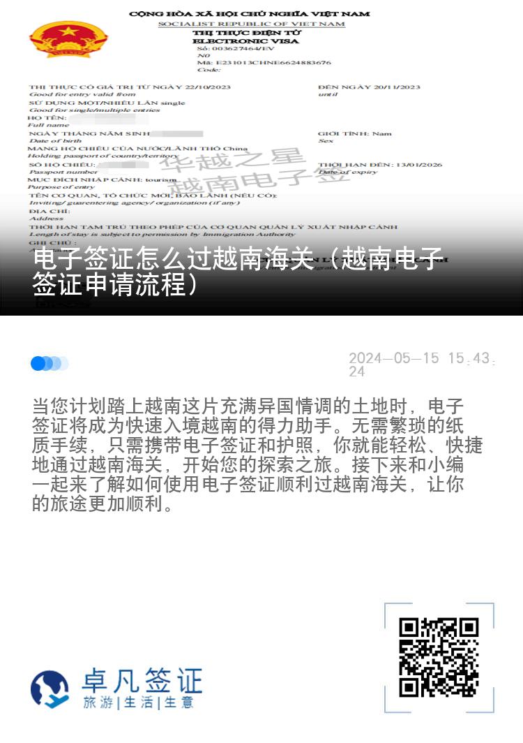 電子簽證怎么過越南海關（越南電子簽證申請流程）