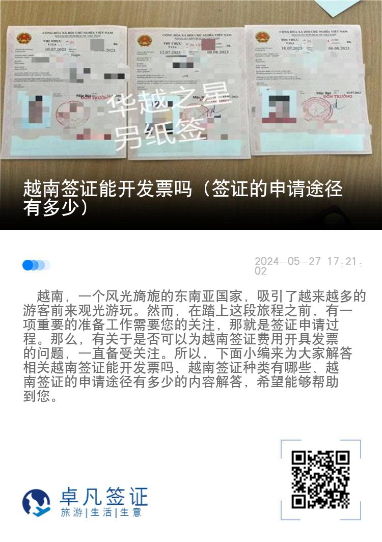 越南簽證能開發(fā)票嗎（簽證的申請途徑有多少）