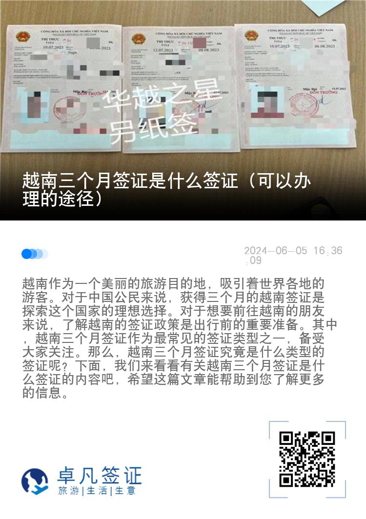 越南三個月簽證是什么簽證（可以辦理的途徑）