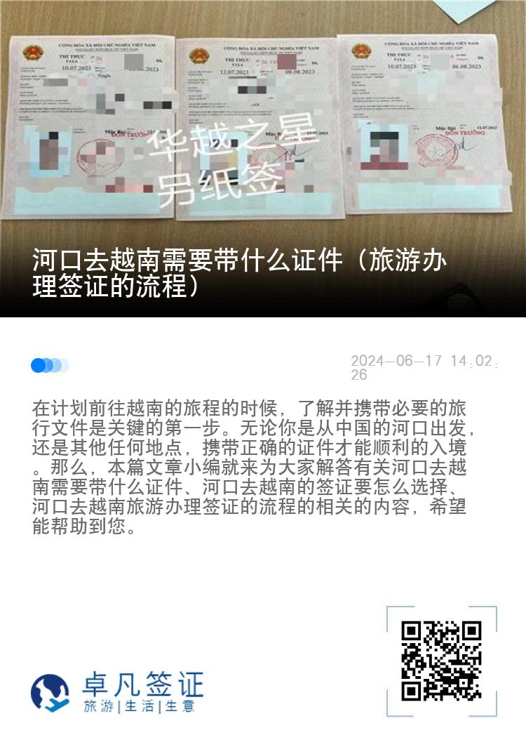 河口去越南需要帶什么證件（旅游辦理簽證的流程）