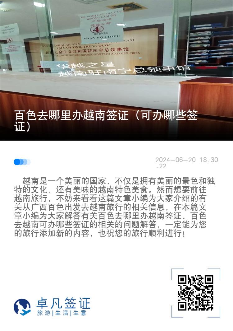 百色去哪里辦越南簽證（可辦哪些簽證）