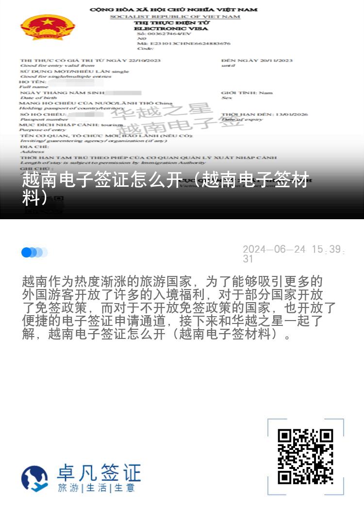 越南電子簽證怎么開（越南電子簽材料）