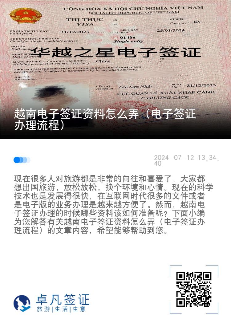 越南電子簽證資料怎么弄（電子簽證辦理流程）