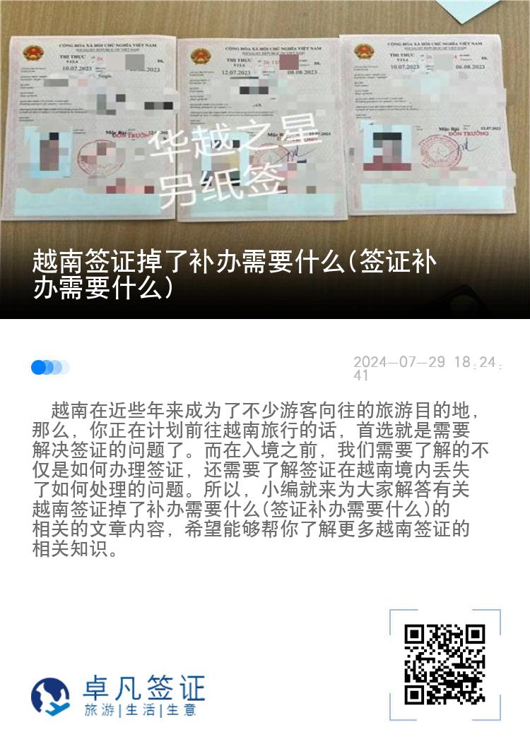 越南簽證掉了補辦需要什么(簽證補辦需要什么)