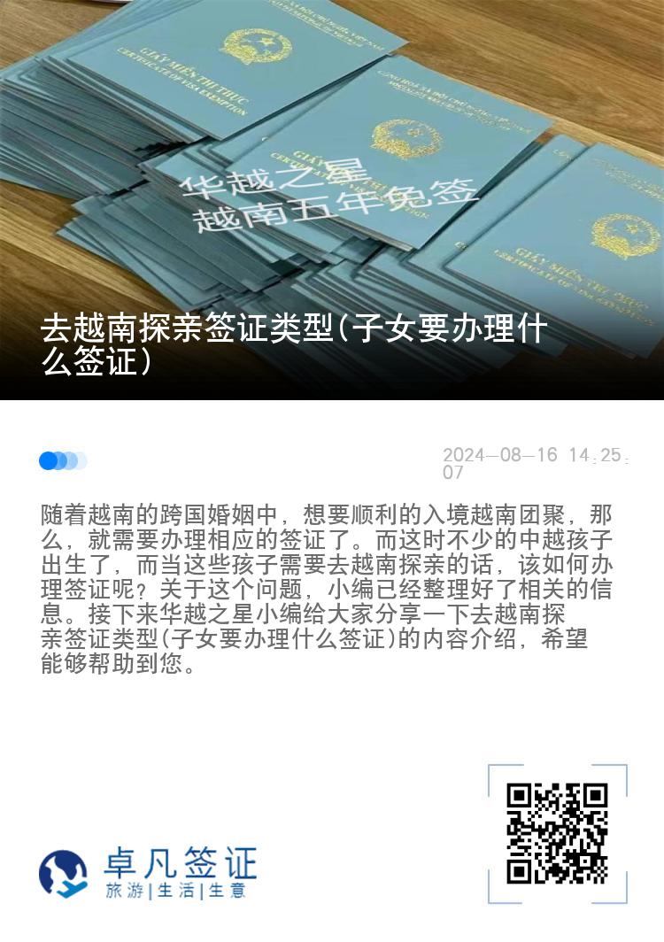 去越南探親簽證類型(子女要辦理什么簽證)