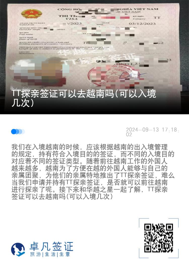 TT探親簽證可以去越南嗎(可以入境幾次)
