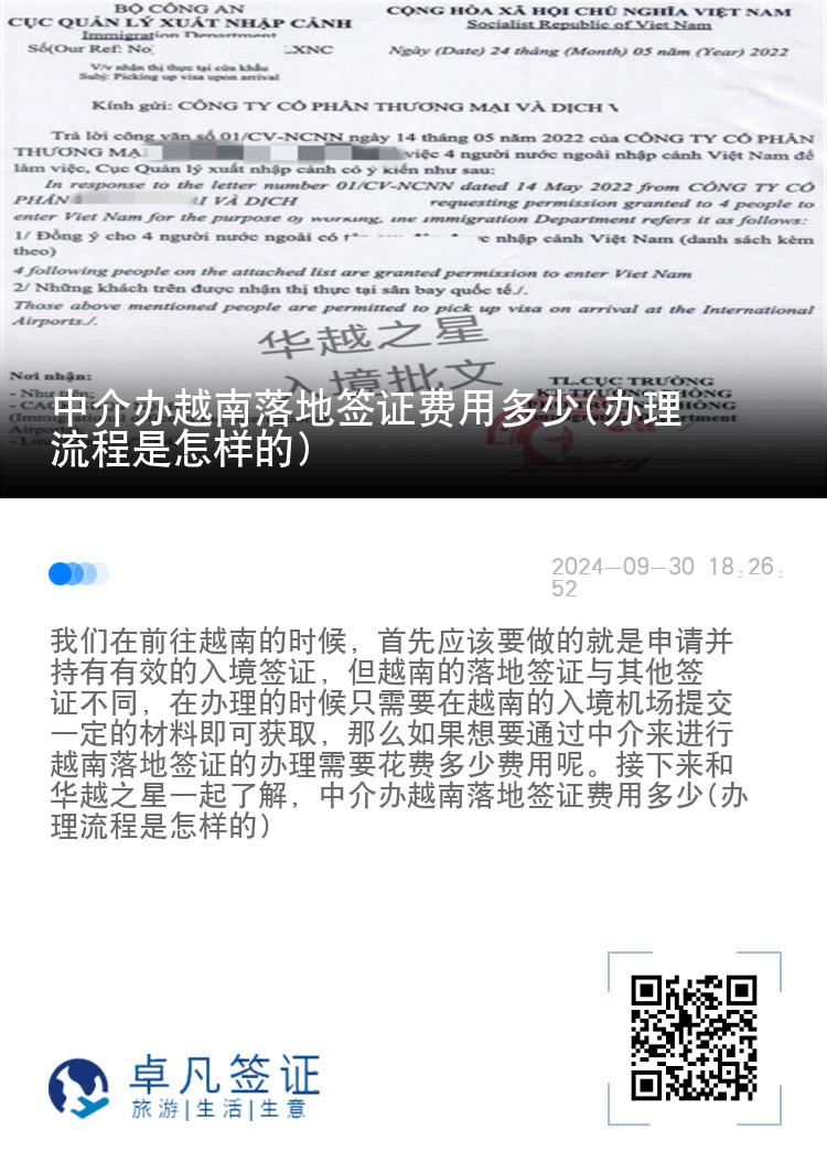 中介辦越南落地簽證費用多少(辦理流程是怎樣的)