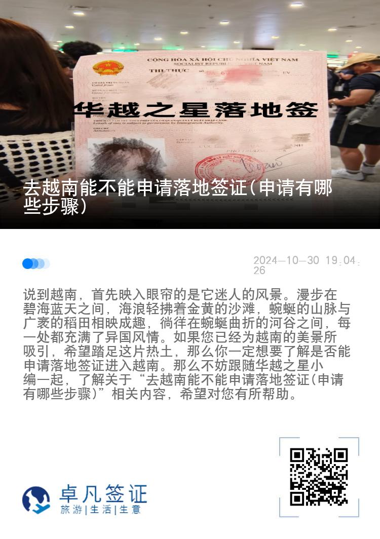 去越南能不能申請落地簽證(申請有哪些步驟)
