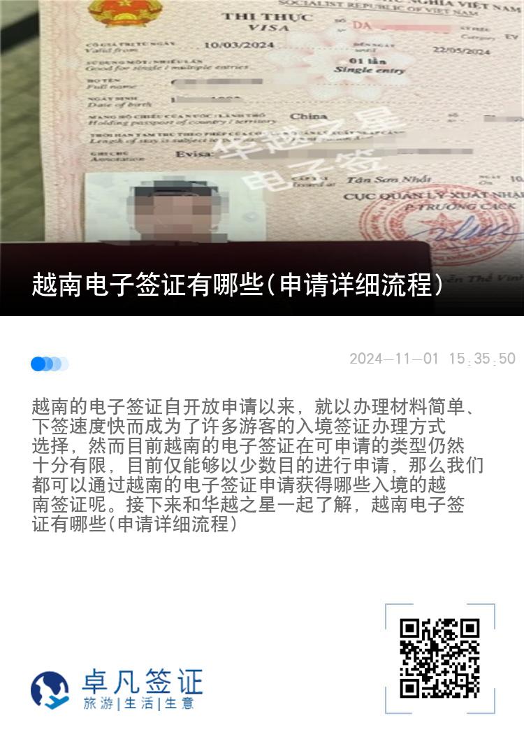 越南電子簽證有哪些(申請詳細流程)