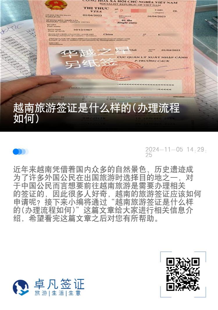 越南旅游簽證是什么樣的(辦理流程如何)