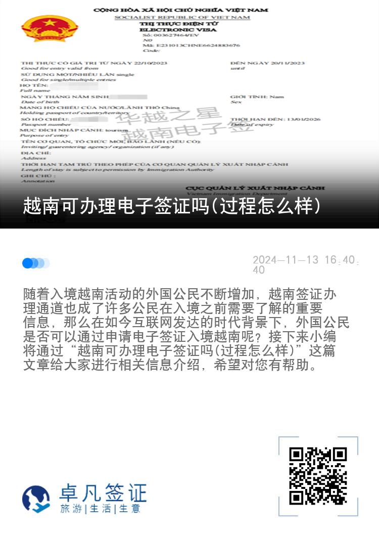 越南可辦理電子簽證嗎(過程怎么樣)