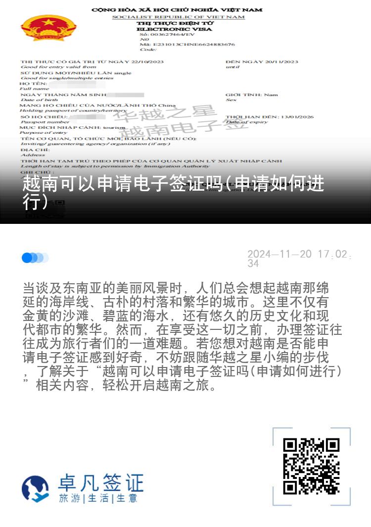越南可以申請電子簽證嗎(申請如何進(jìn)行)