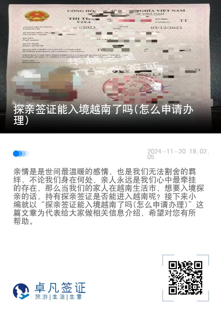 探親簽證能入境越南了嗎(怎么申請辦理)