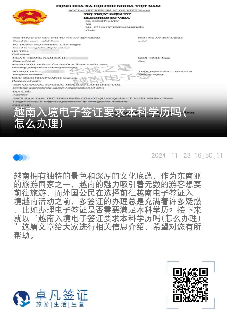 越南入境電子簽證要求本科學(xué)歷嗎(怎么辦理)