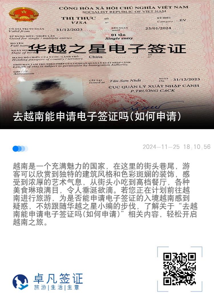 去越南能申請電子簽證嗎(如何申請)