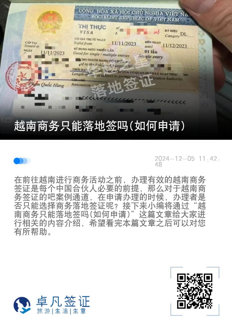越南商務(wù)只能落地簽嗎(如何申請)
