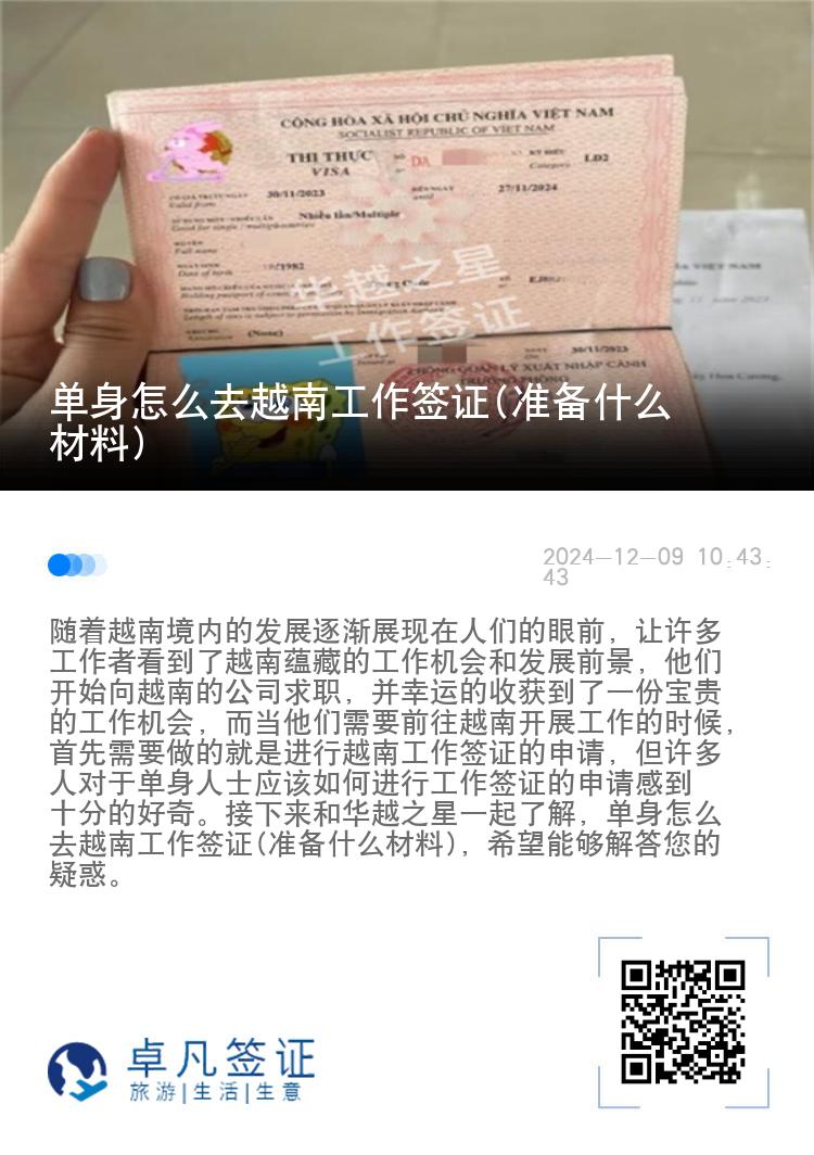 單身怎么去越南工作簽證(準(zhǔn)備什么材料)