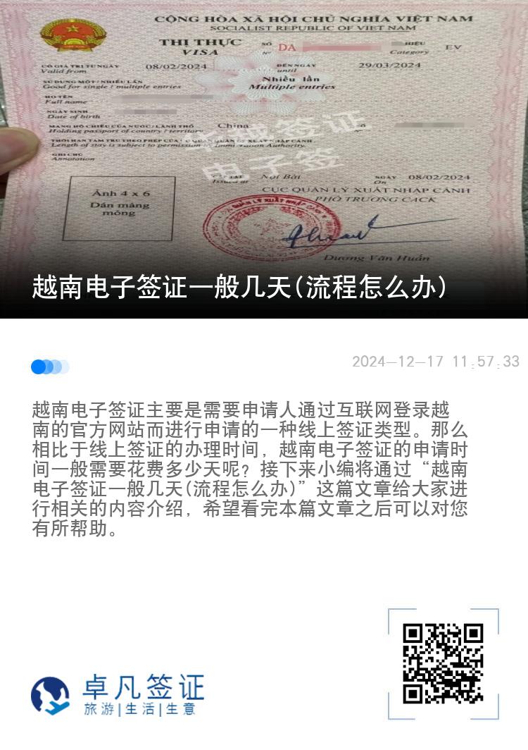 越南電子簽證一般幾天(流程怎么辦)