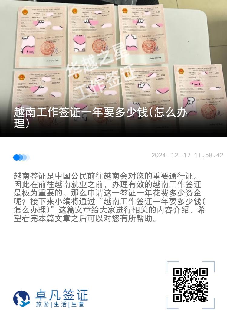 越南工作簽證一年要多少錢(怎么辦理)