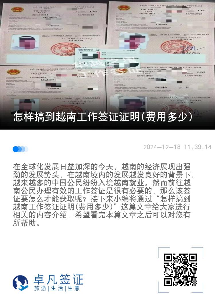 怎樣搞到越南工作簽證證明(費用多少)