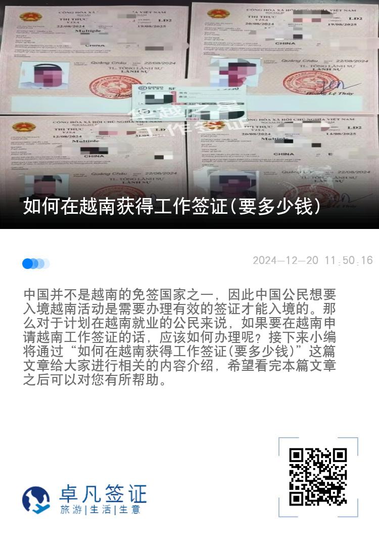 如何在越南獲得工作簽證(要多少錢)
