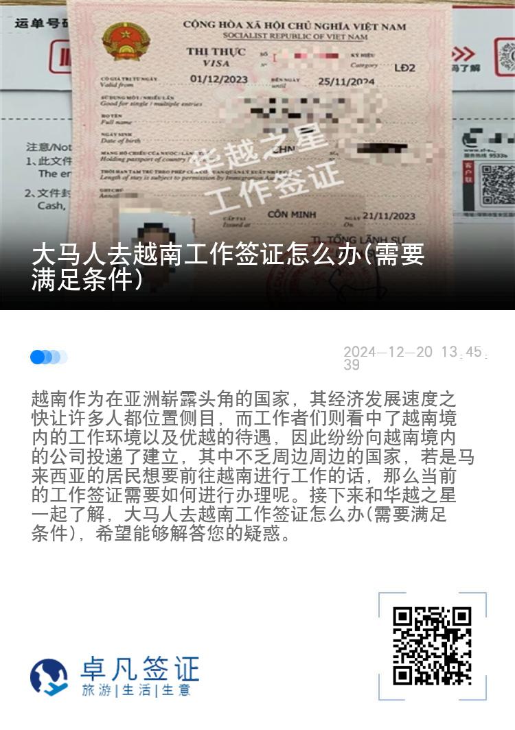 大馬人去越南工作簽證怎么辦(需要滿足條件)