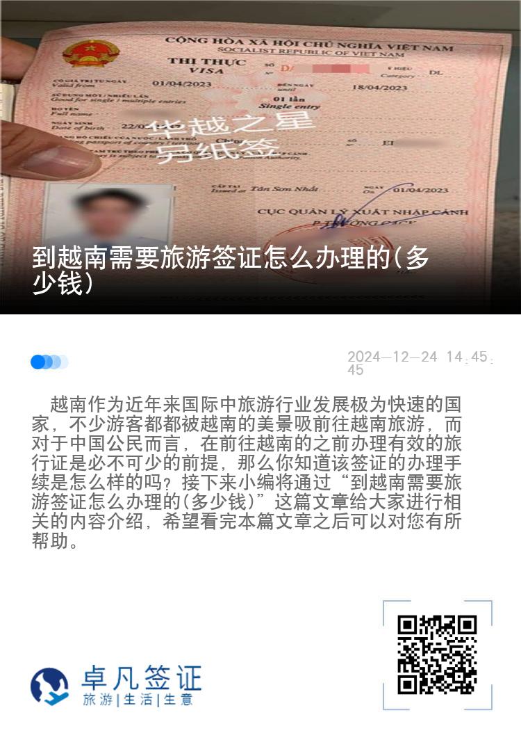 到越南需要旅游簽證怎么辦理的(多少錢)