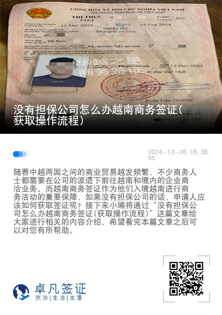 沒有擔保公司怎么辦越南商務簽證(獲取操作流程)