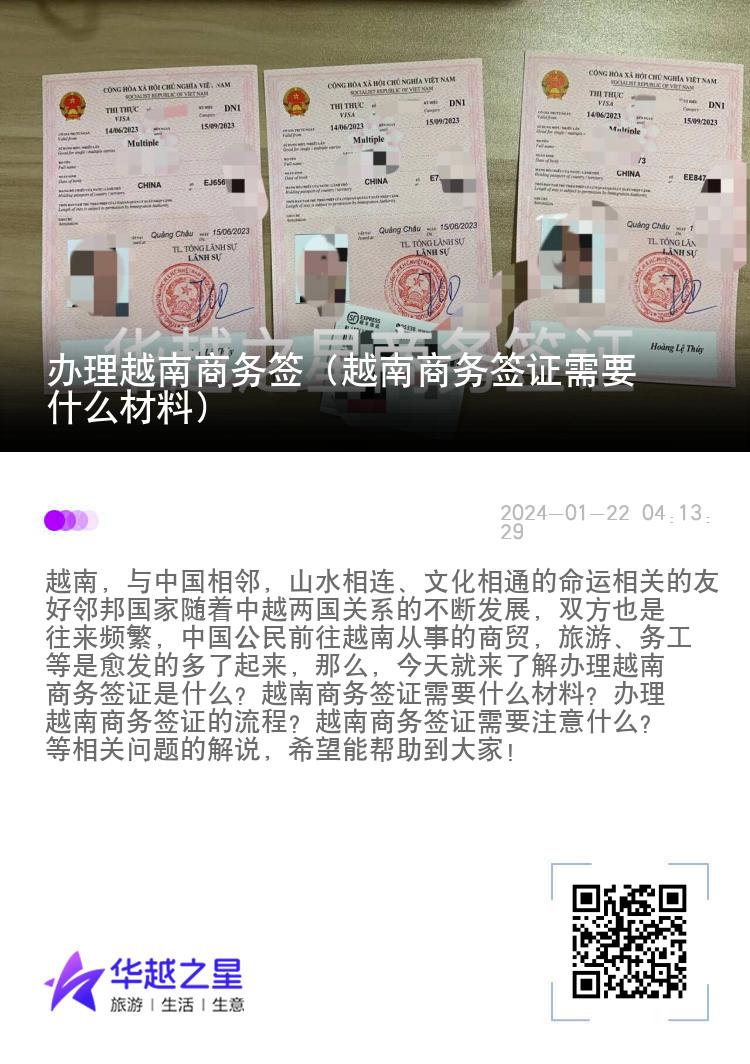 辦理越南商務(wù)簽（越南商務(wù)簽證需要什么材料）