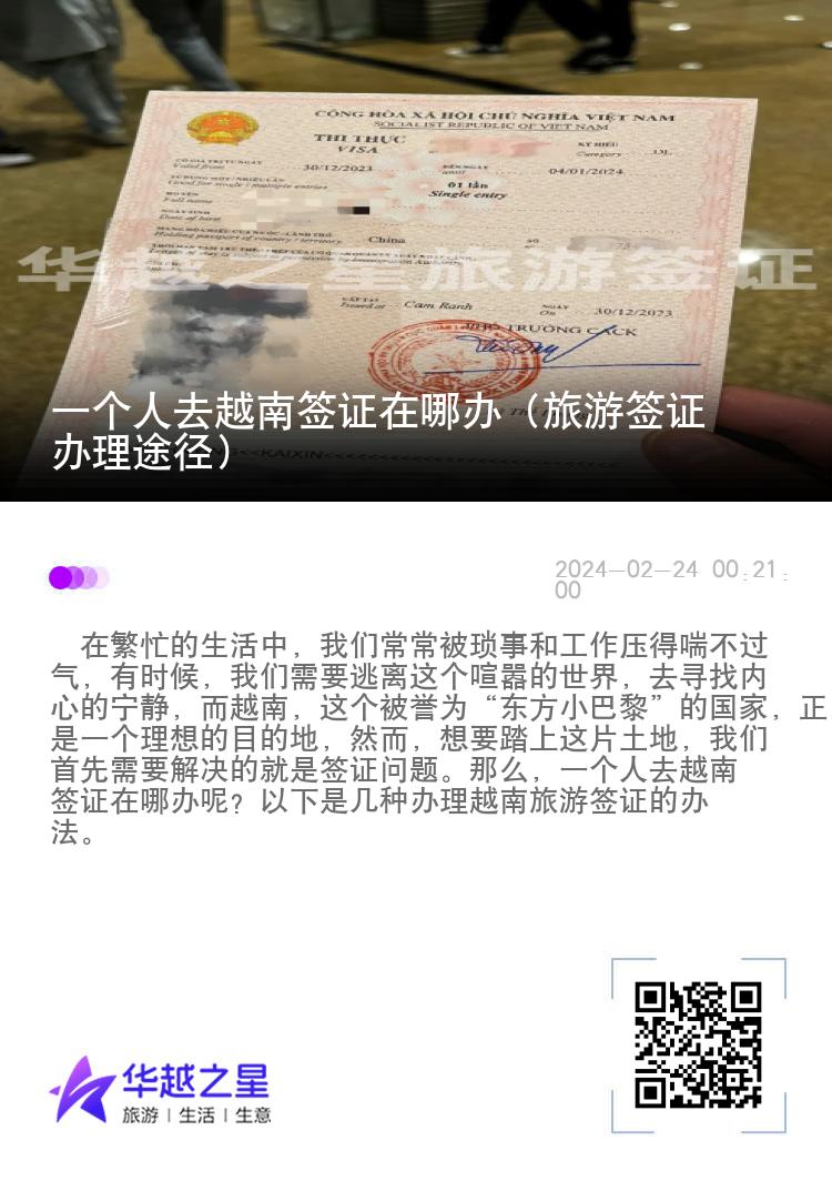 一個人去越南簽證在哪辦（旅游簽證辦理途徑）