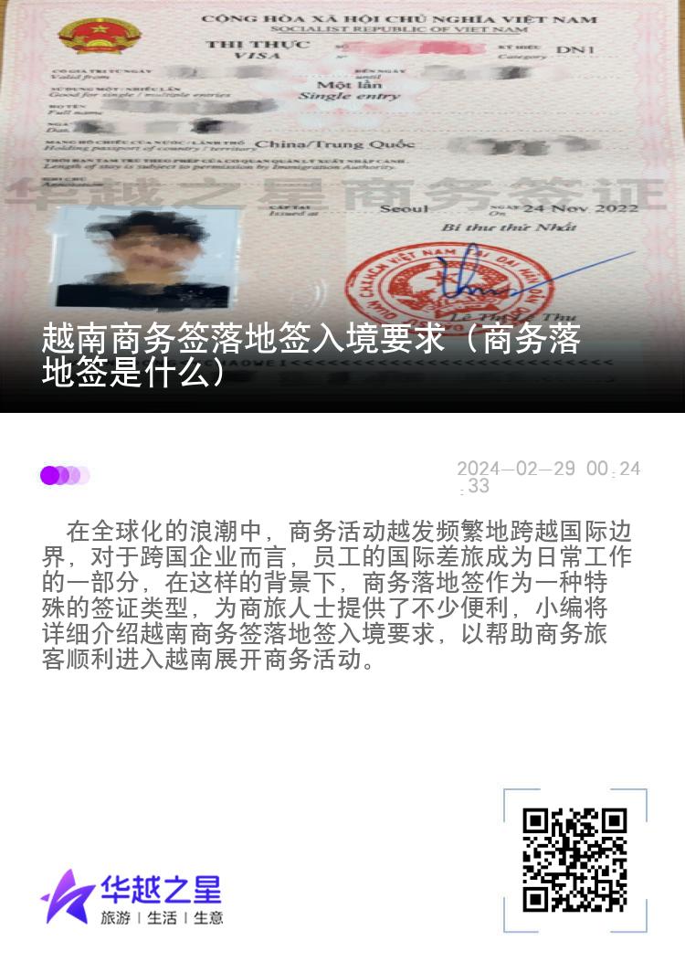 越南商務簽落地簽入境要求（商務落地簽是什么）