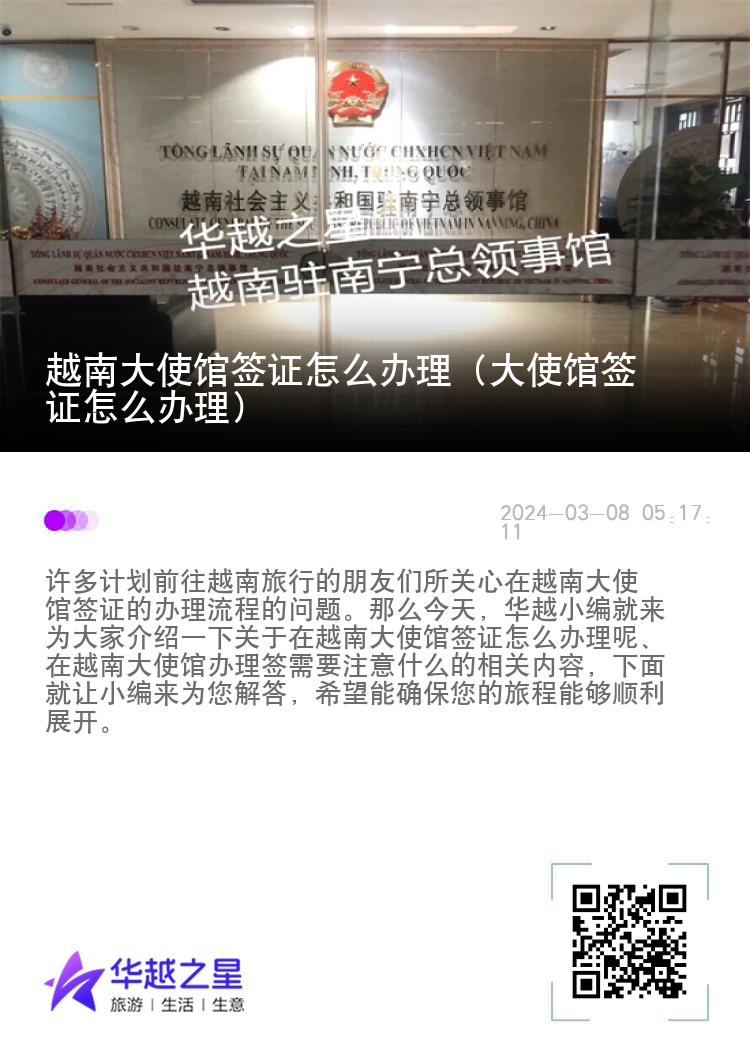 越南大使館簽證怎么辦理（大使館簽證怎么辦理）
