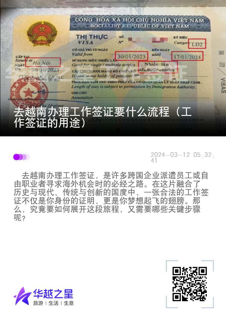 去越南辦理工作簽證要什么流程（工作簽證的用途）